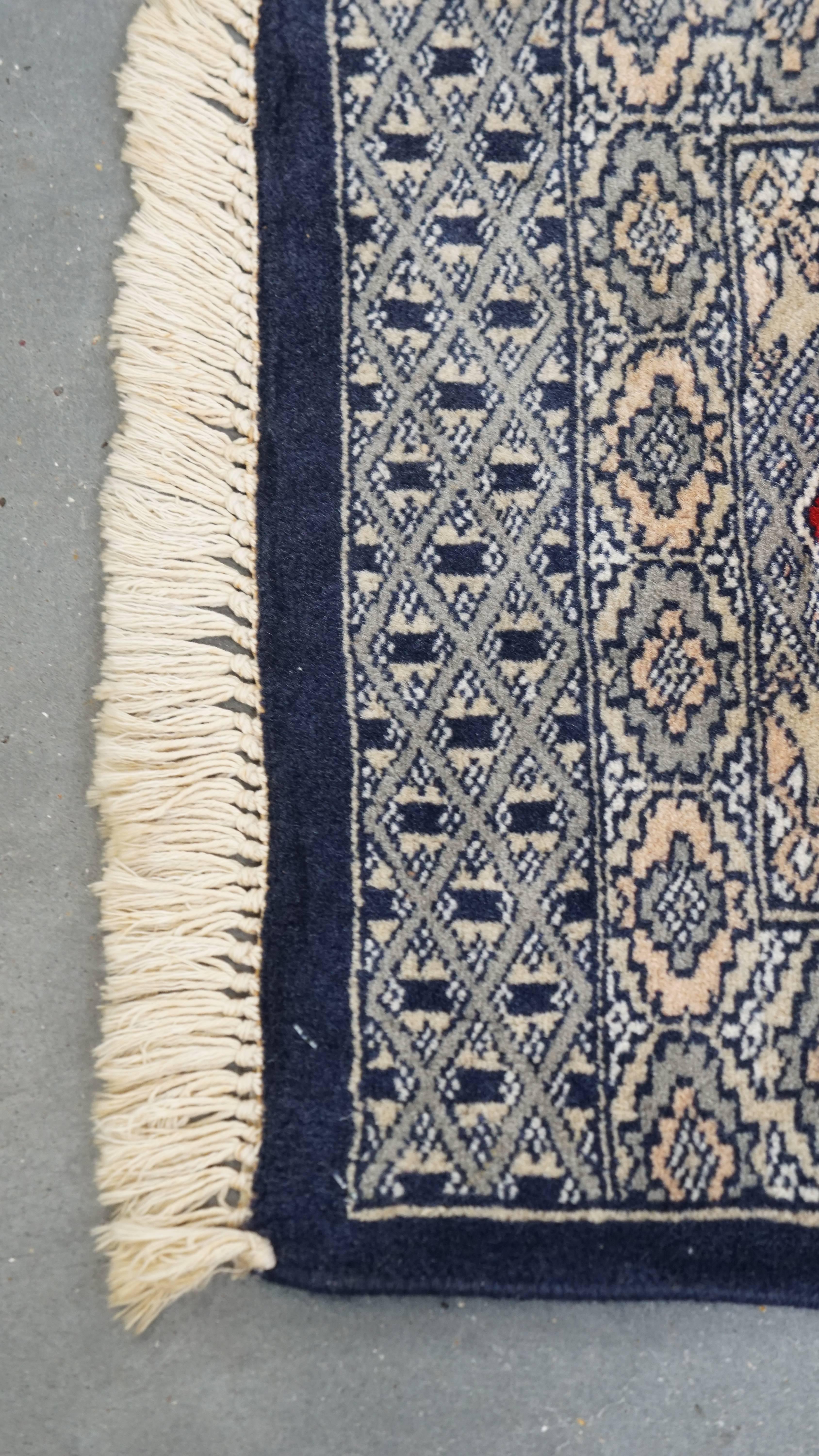 Classical Roman Hand-Knotted Rug / Tablecloth in Dark Blue and Red – 47x46 cm For Sale