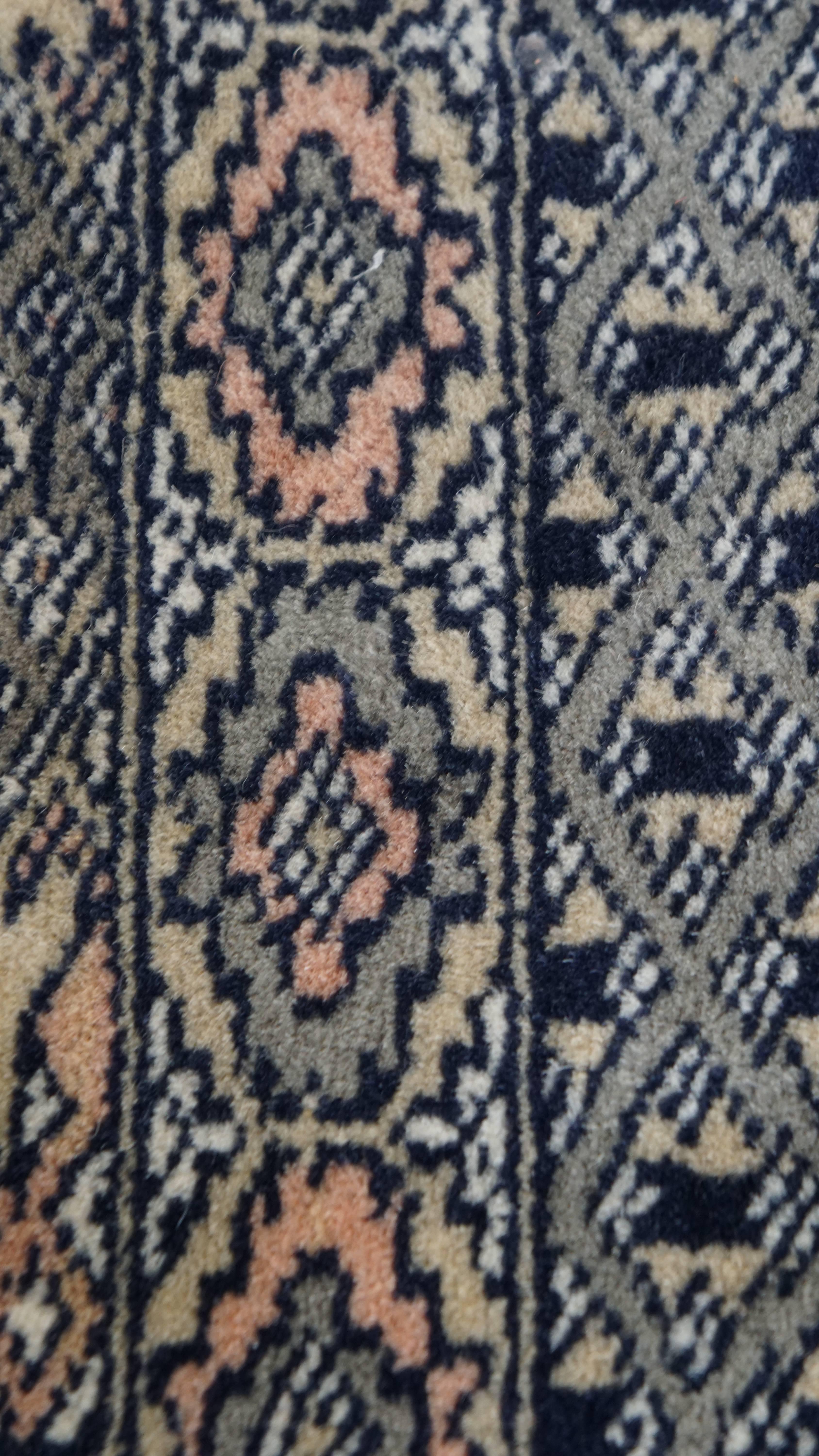 20th Century Hand-Knotted Rug / Tablecloth in Dark Blue and Red – 47x46 cm For Sale