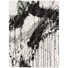 21st Century Carpet Rug Untitled in Himalayan Wool and Silk Black:: Gray