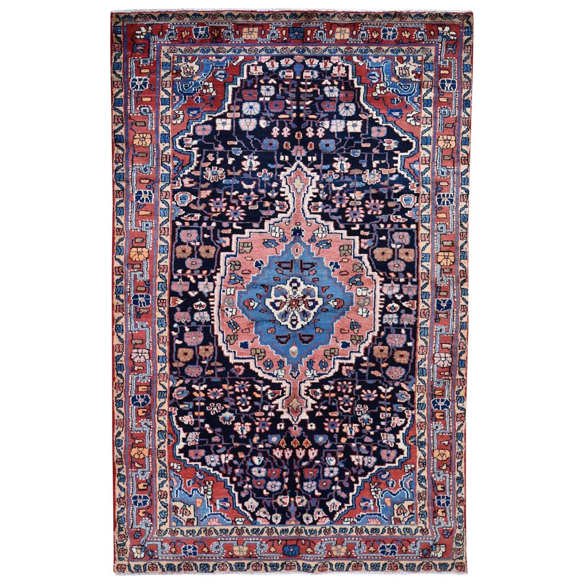 Vintage Persian Heriz Salmon Color Organic Wool Oriental Rug For Sale at 1stDibs