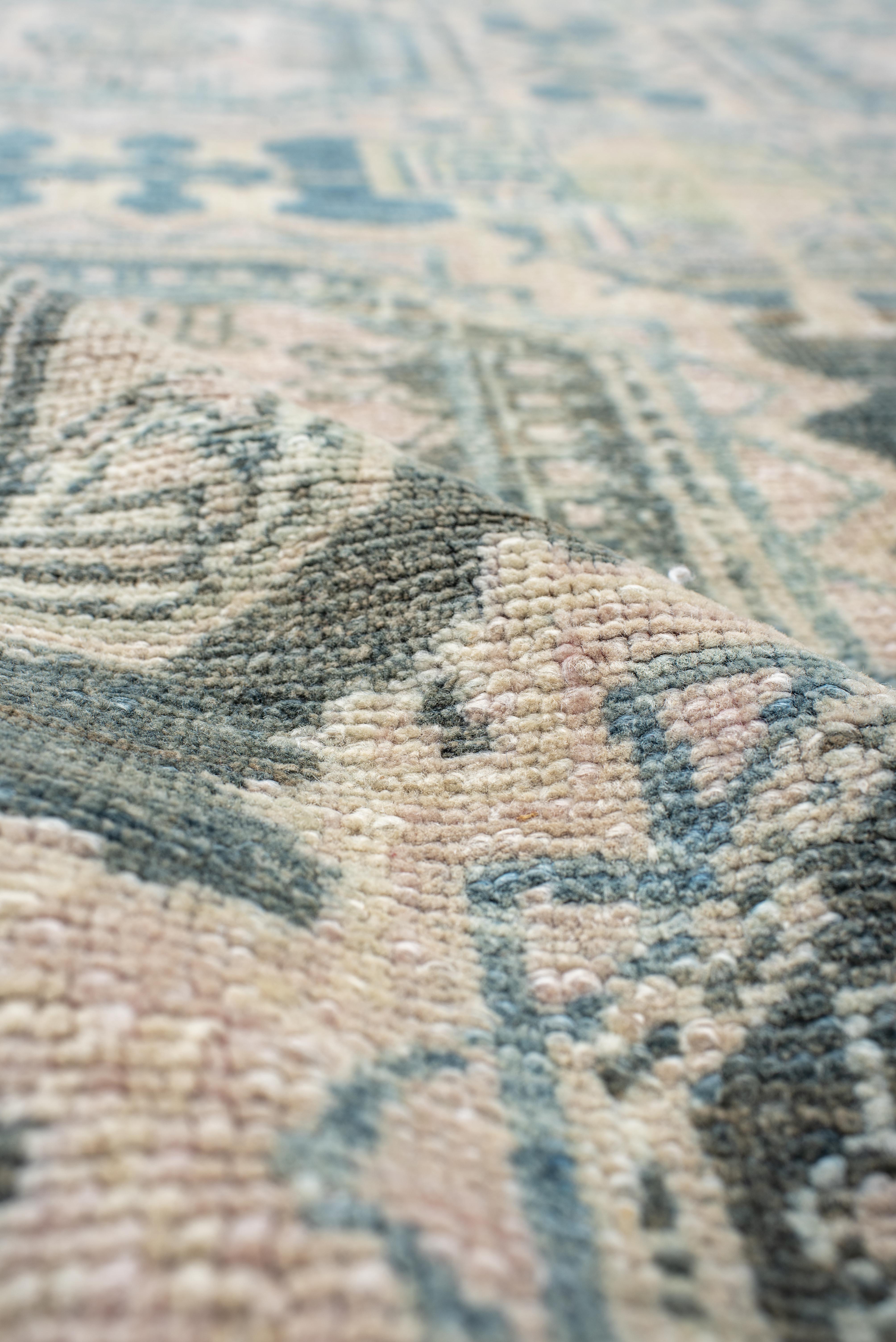 Mid-20th Century Hand Knotted Sarab Runner with Aqua Octagon Medallions For Sale