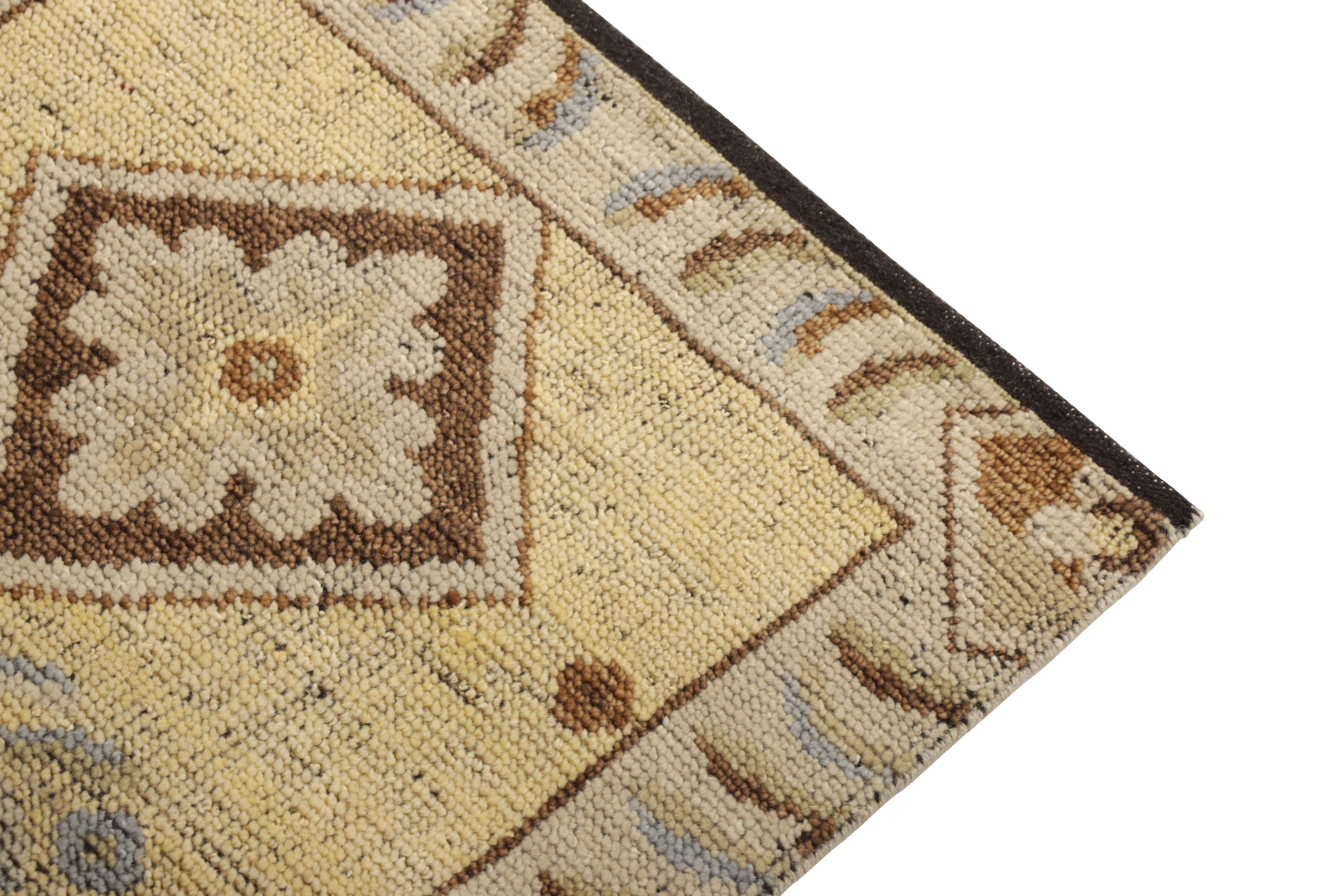 Tribal Hand Knotted Savonnerie Style in Beige Cream Medallion Pattern by Rug & Kilim For Sale