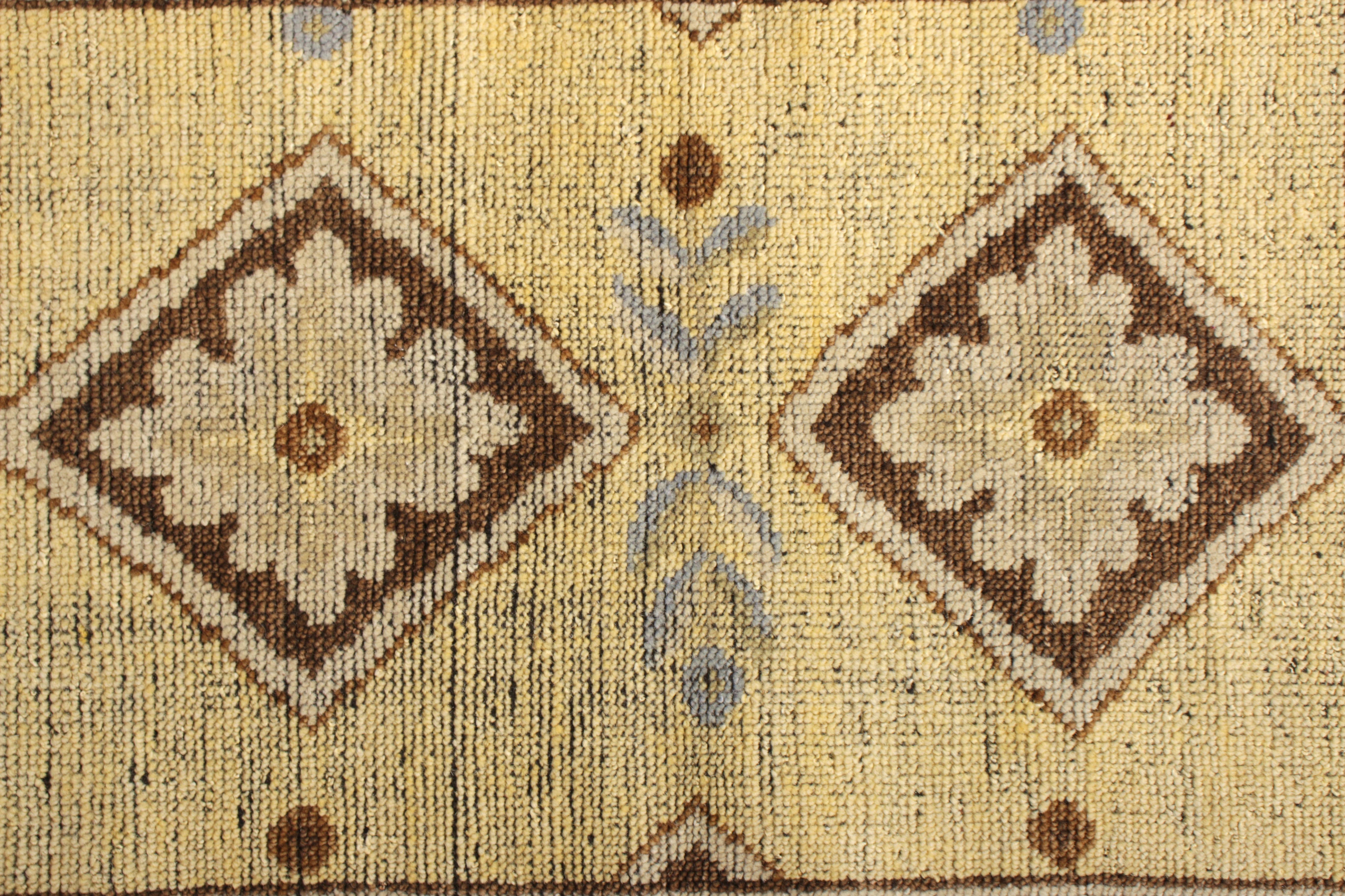 Indian Hand Knotted Savonnerie Style in Beige Cream Medallion Pattern by Rug & Kilim For Sale