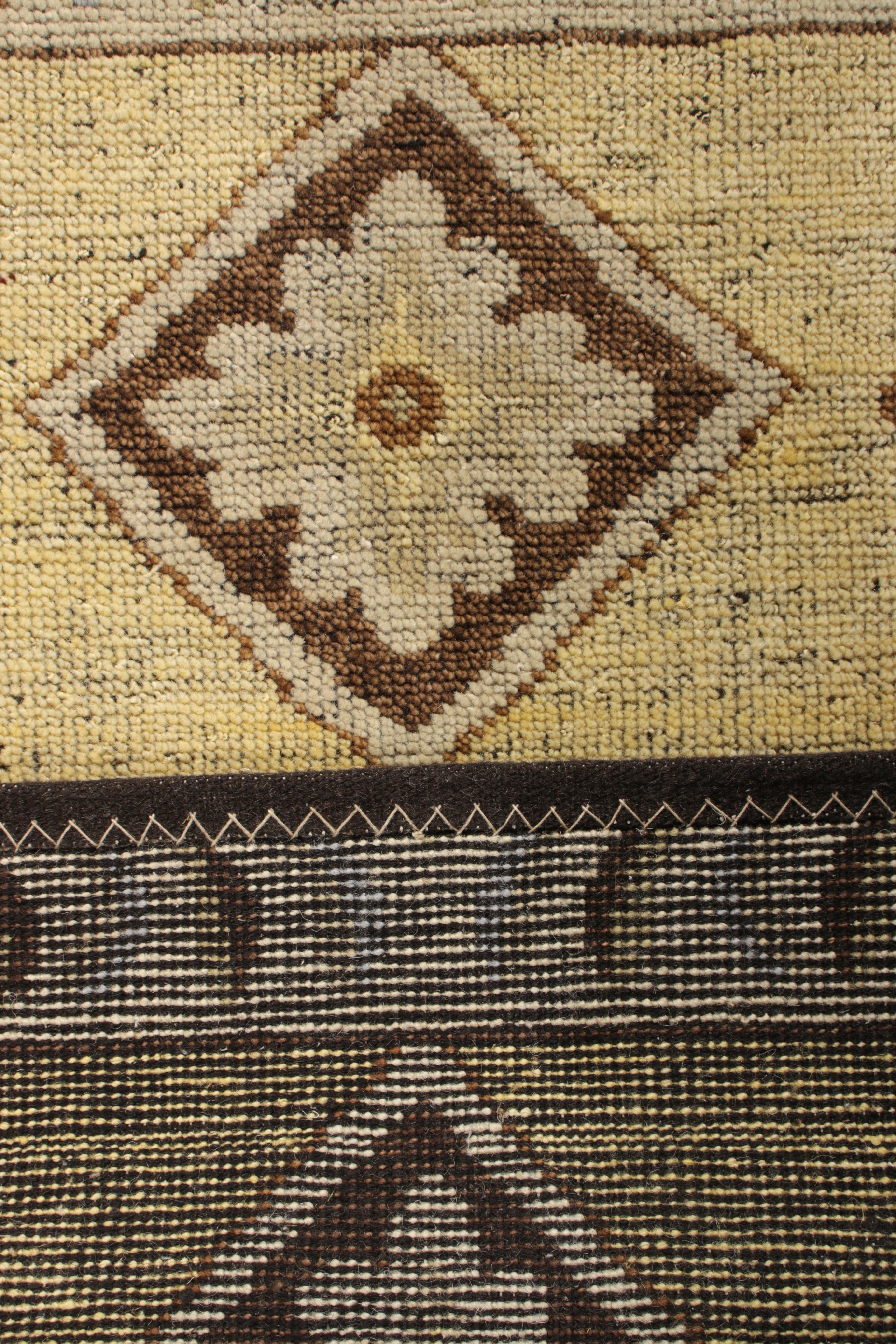 Hand-Woven Hand Knotted Savonnerie Style in Beige Cream Medallion Pattern by Rug & Kilim For Sale