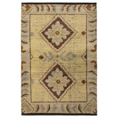 Hand Knotted Savonnerie Style in Beige Cream Medallion Pattern by Rug & Kilim