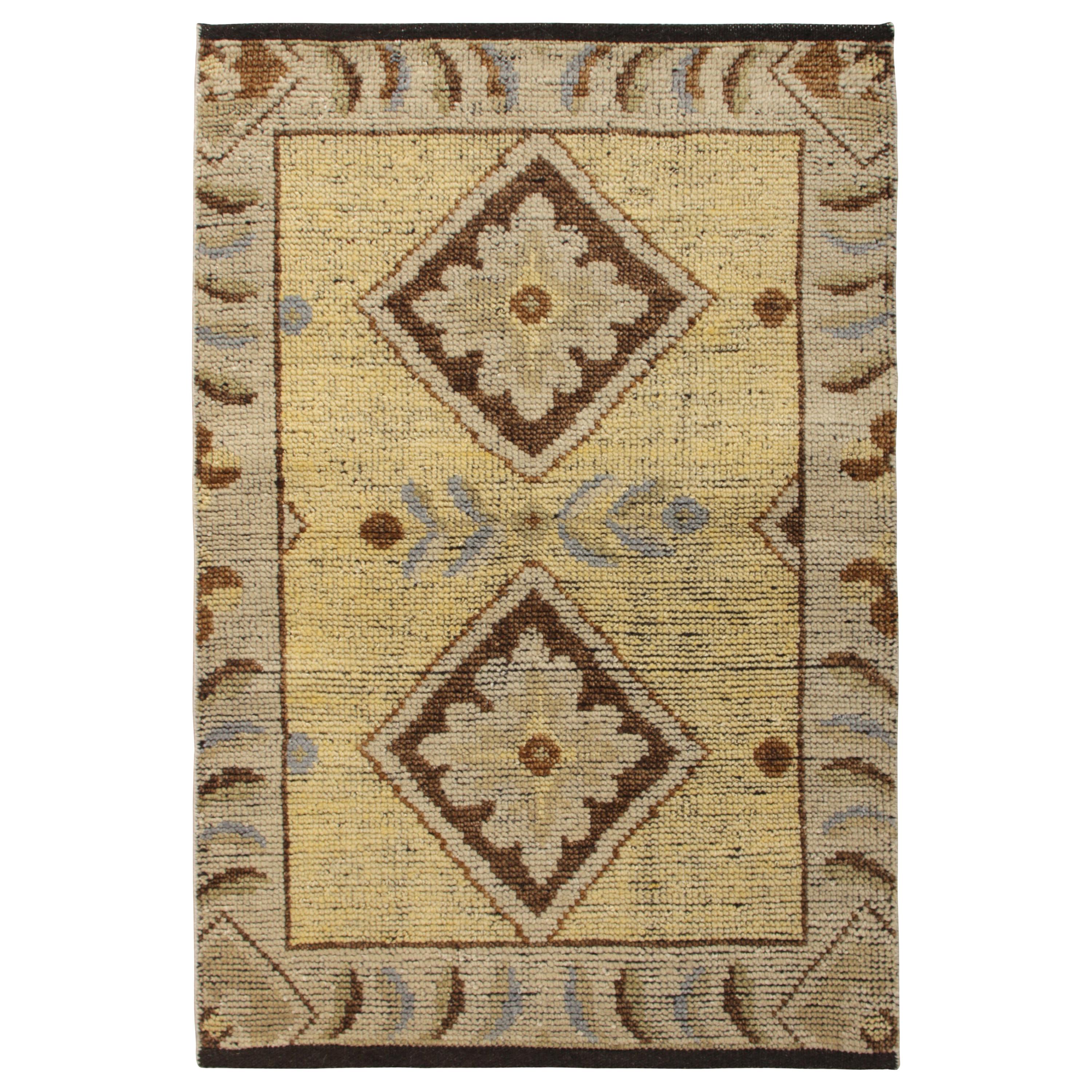 Hand Knotted Savonnerie Style in Beige Cream Medallion Pattern by Rug 
Kilim For Sale