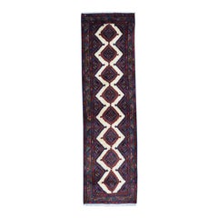 Hand Knotted Semi-Antique Persian Hamadan Runner Rug