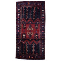 Hand Knotted Semi Antique Persian Hamadan Wide Runner Oriental Rug