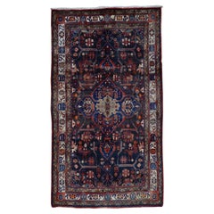 Hand Knotted Semi Antique Persian Nahavand Gallery Size Rug
