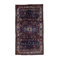 Hand-Knotted Semi Antique Persian Nahavand Gallery Size Rug