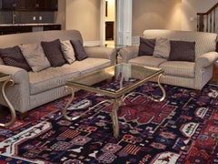 Hand Knotted Semi Antique Persian Nahavand Wide Runner Oriental Rug