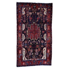 Hand-Knotted Semi Antique Persian Nahavand Wide Runner Oriental Rug, 5'5" x 9'9"
