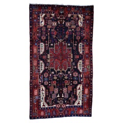 Hand-Knotted Semi Antique Persian Nahavand Wide Runner Oriental Rug, 5'5" x 9'9"