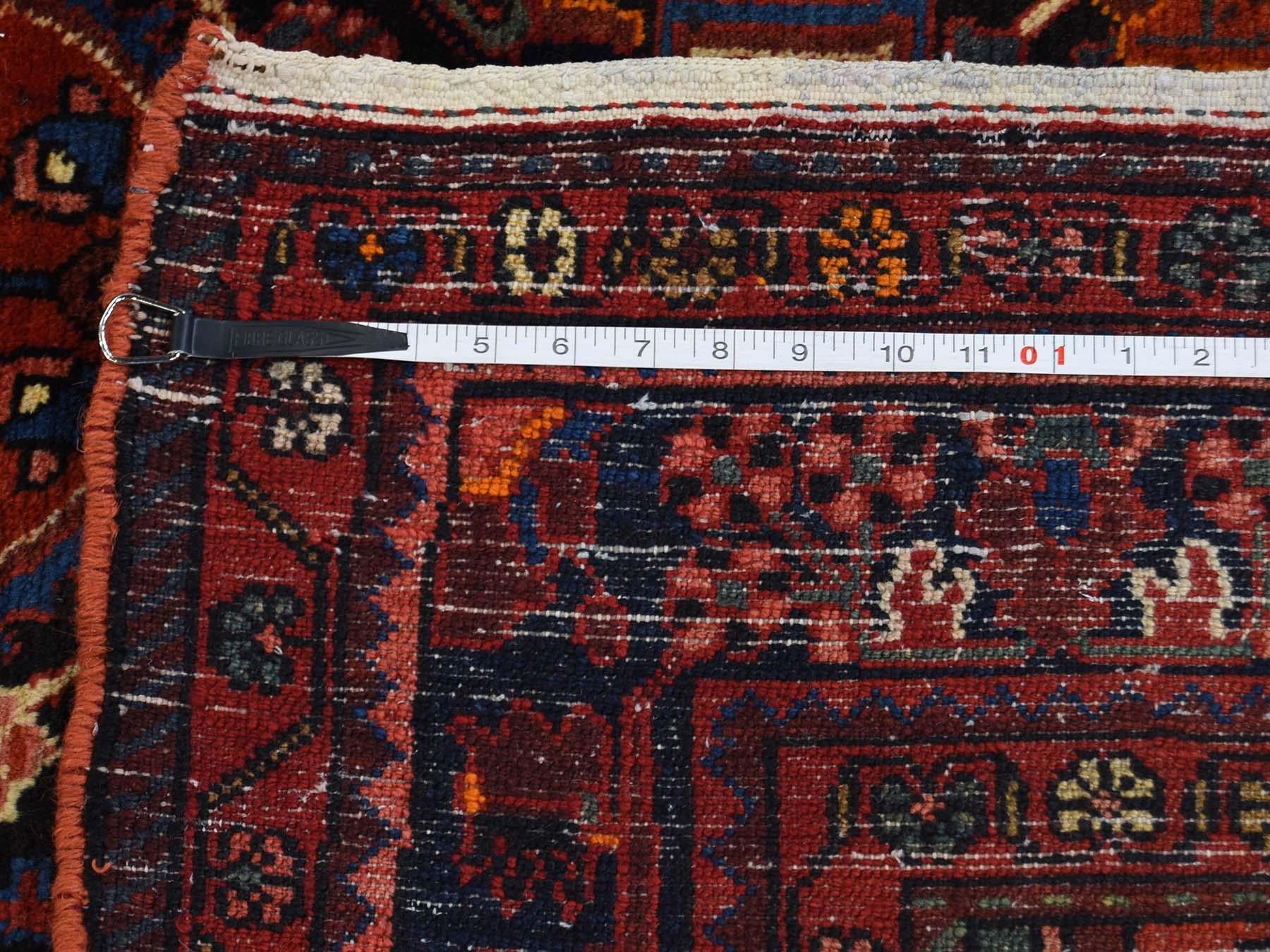 Hand Knotted Semi Antique Persian Nahavand Wide Runner Rug 4