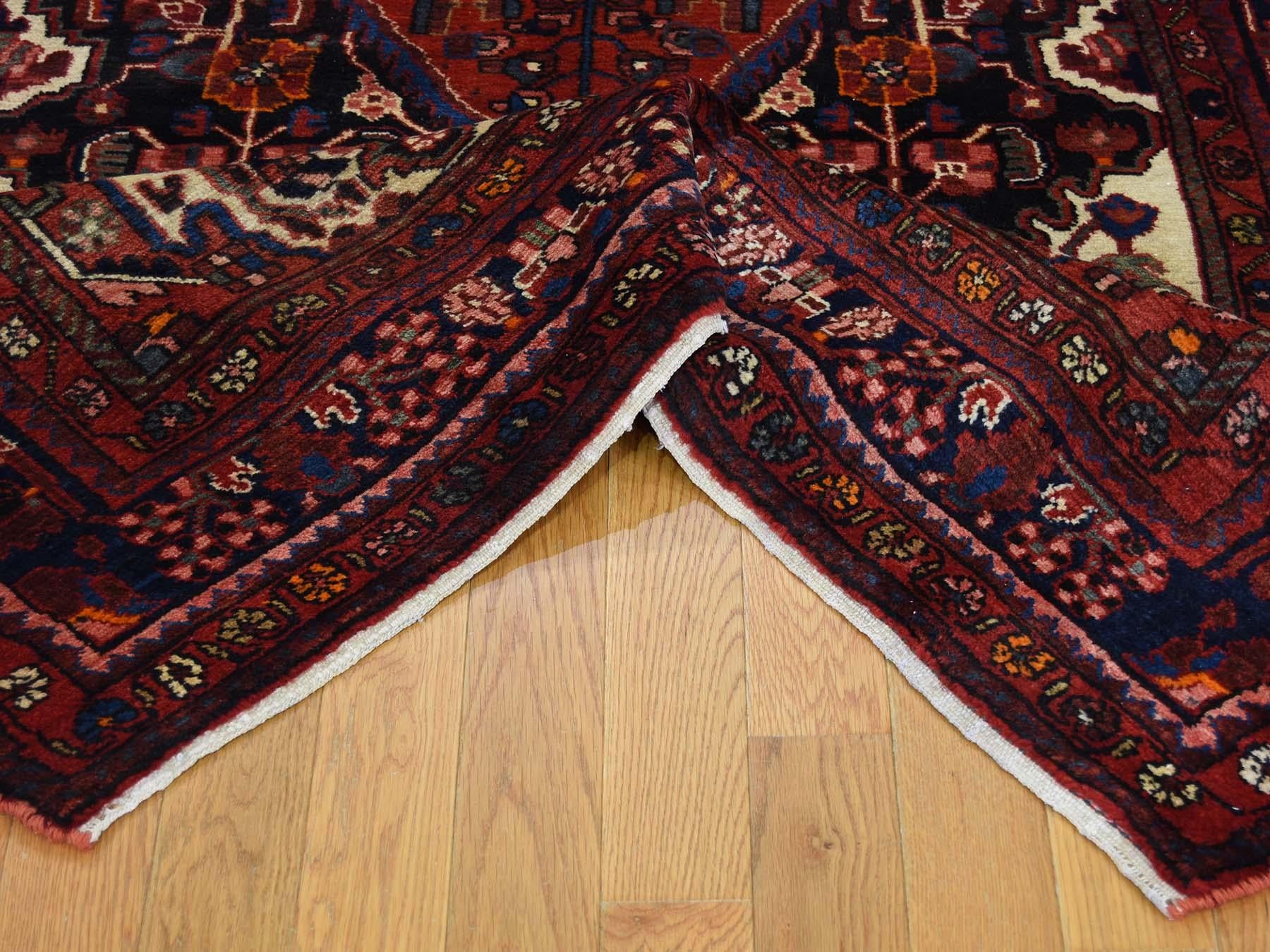 Late 20th Century Hand Knotted Semi Antique Persian Nahavand Wide Runner Rug
