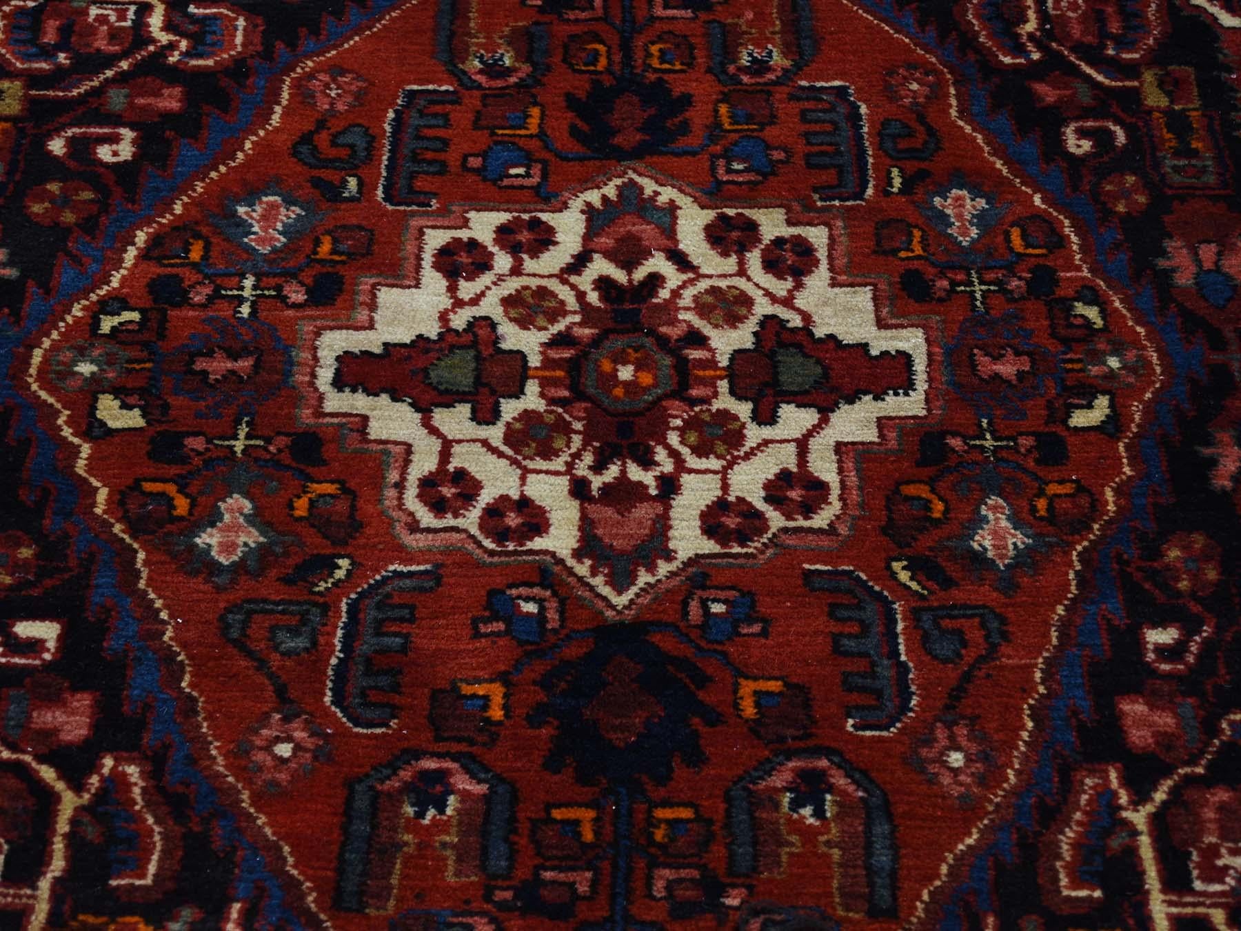 Hand Knotted Semi Antique Persian Nahavand Wide Runner Rug 2
