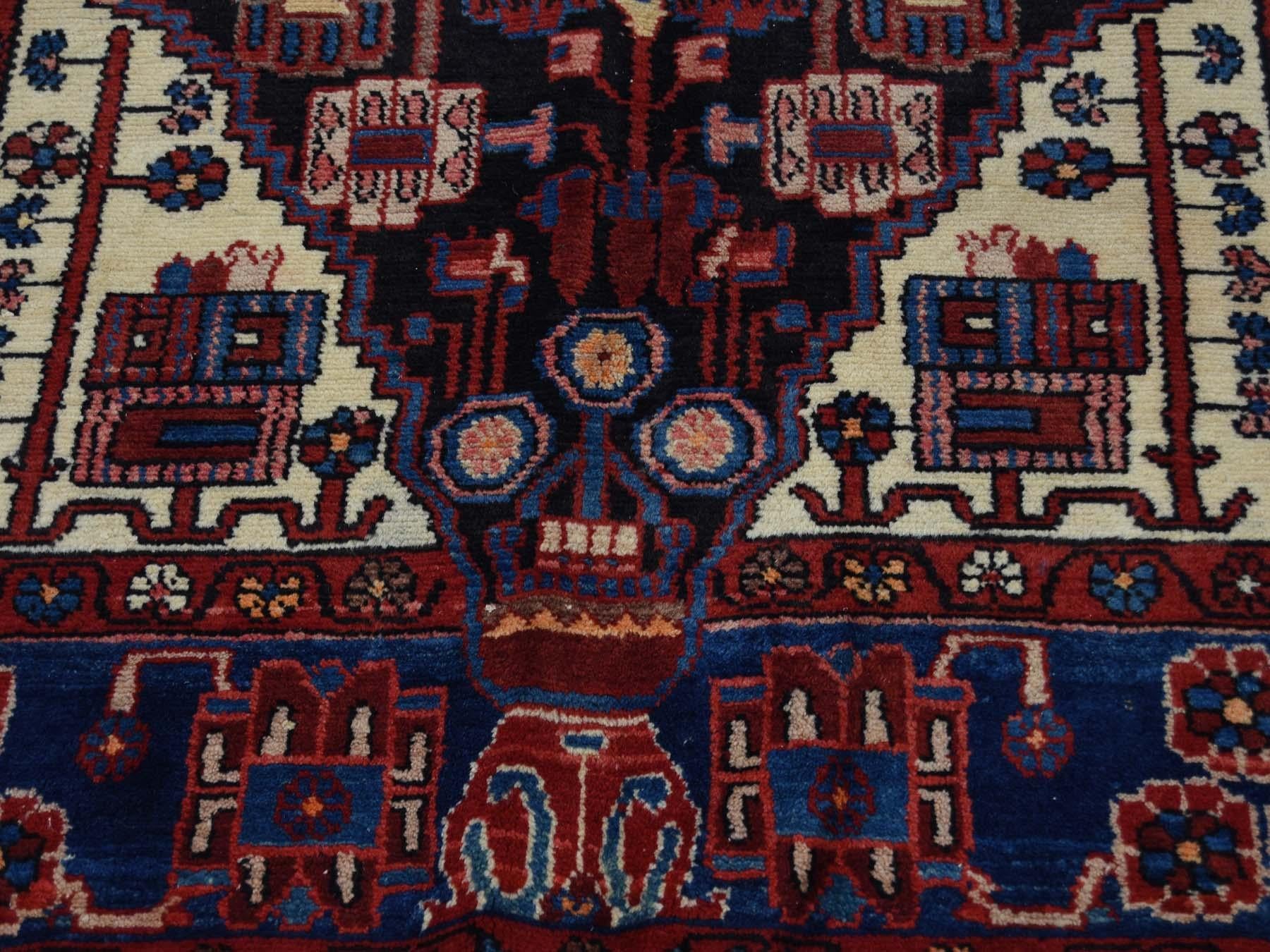Hand-Knotted Semi Antique Persian Nahavand Wide Runner Rug 2