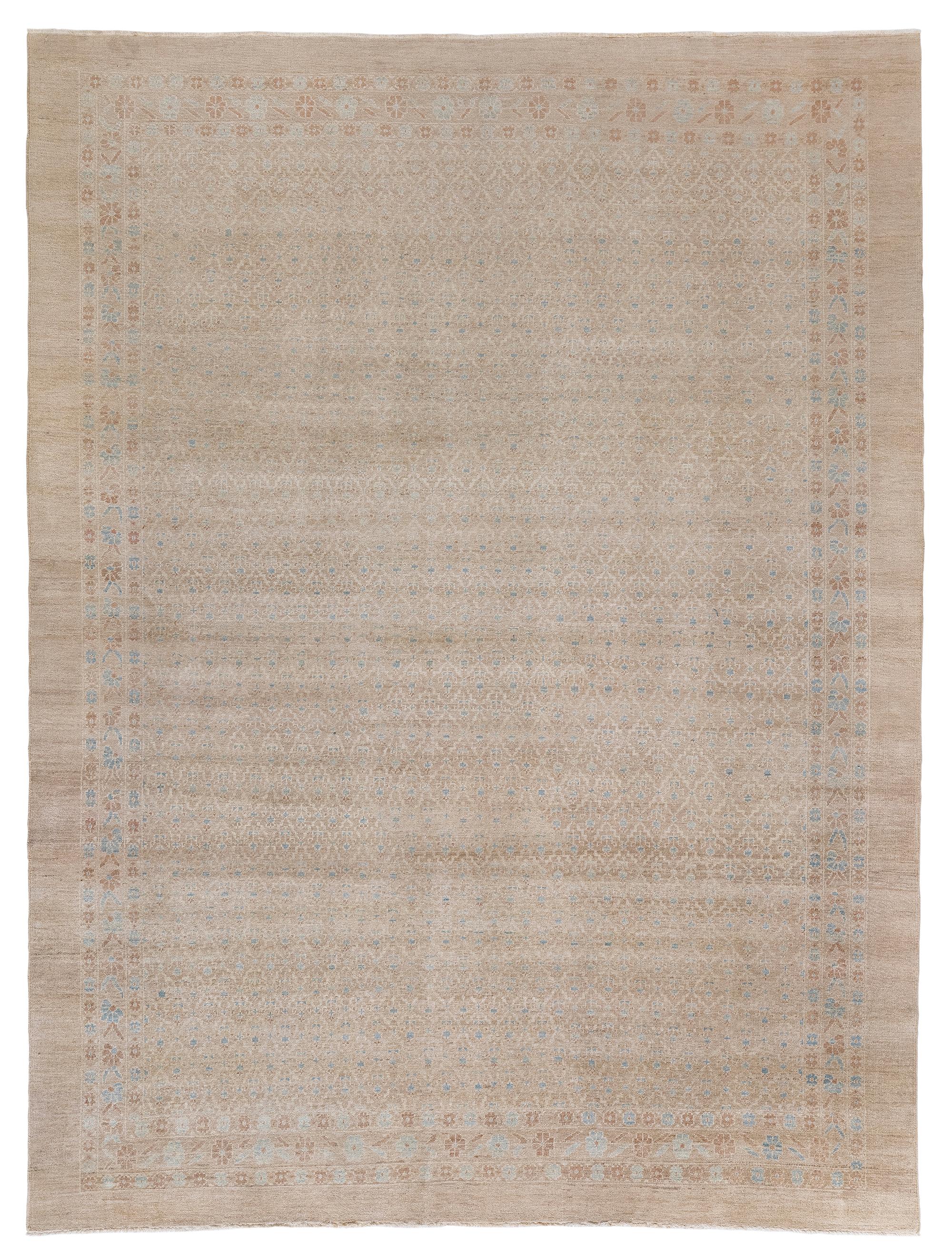 Tapis Serab noué à la main dans des tons chameau et sable avec des teintures organiques, Persan en vente 3