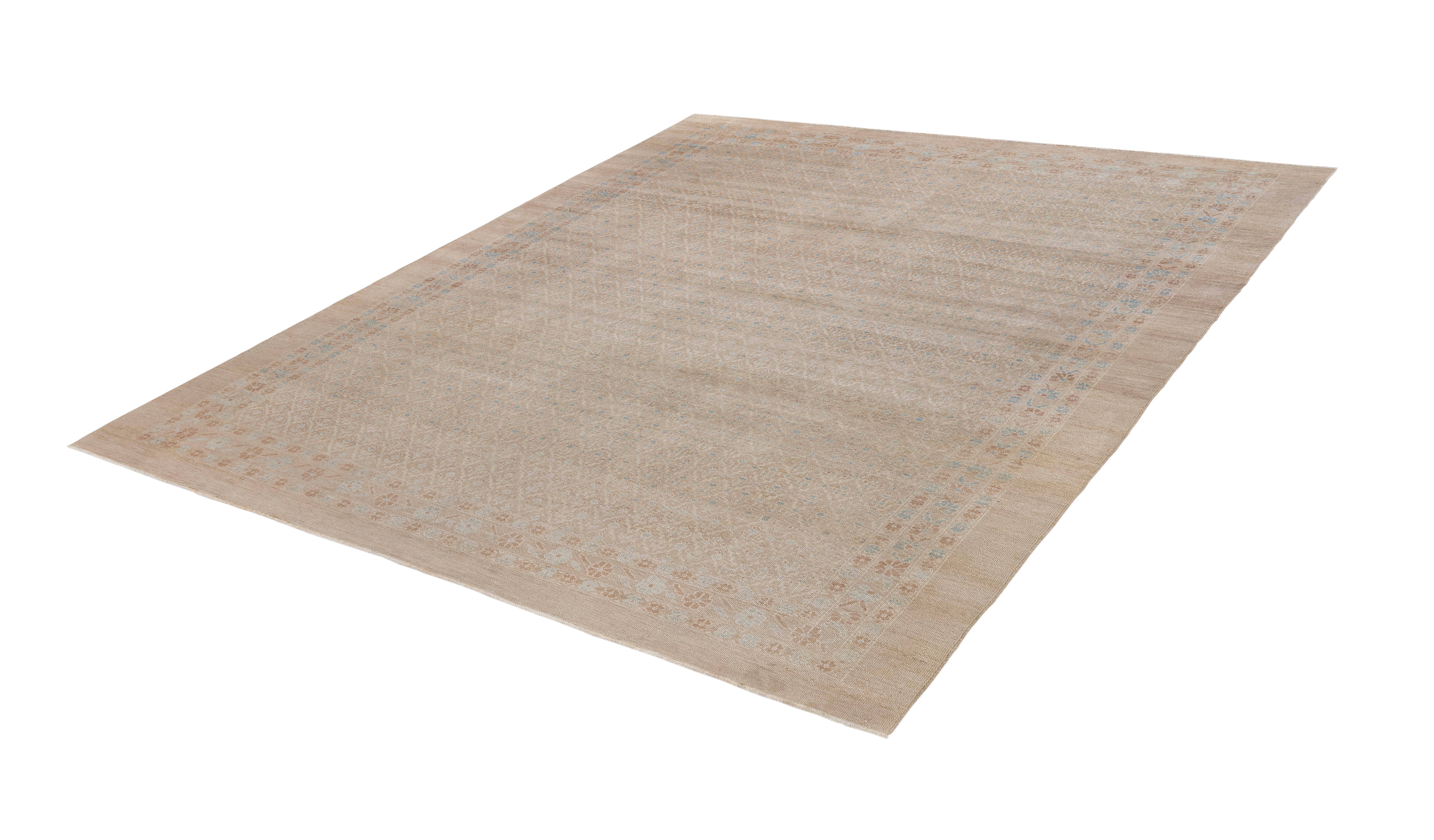 Bakshaish Tapis Serab noué à la main dans des tons chameau et sable avec des teintures organiques, Persan en vente