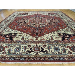 Hand Knotted Serapi Heriz Pure Wool Oversize Oriental Rug