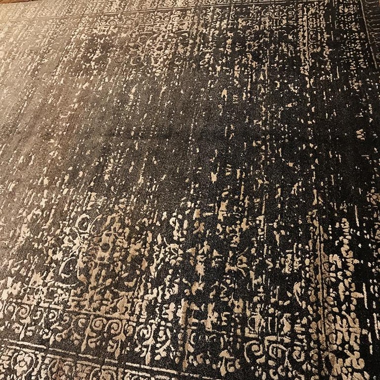 Indian Hand Knotted Silk and Wool Erased Heritage Collection Rug by Jan Kath For Sale