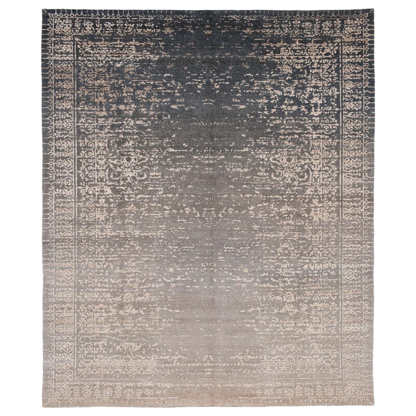 Hand Knotted Silk and Wool Erased Heritage Collection Rug by Jan Kath