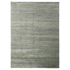 Handgeknüpfter moderner Ton-in-Ton-Ton-Teppich aus Seide für Teppiche und Kelim, grau-silber