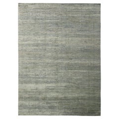 Rug & Kilim's Hand-Knotted Silk Modern Tone-on-tone Custom Rug, Gray-Silver