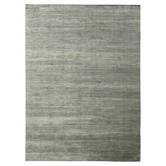 Rug & Kilim's Hand-Knotted Silk Modern Tone-on-tone Custom Rug, Gray-Silver