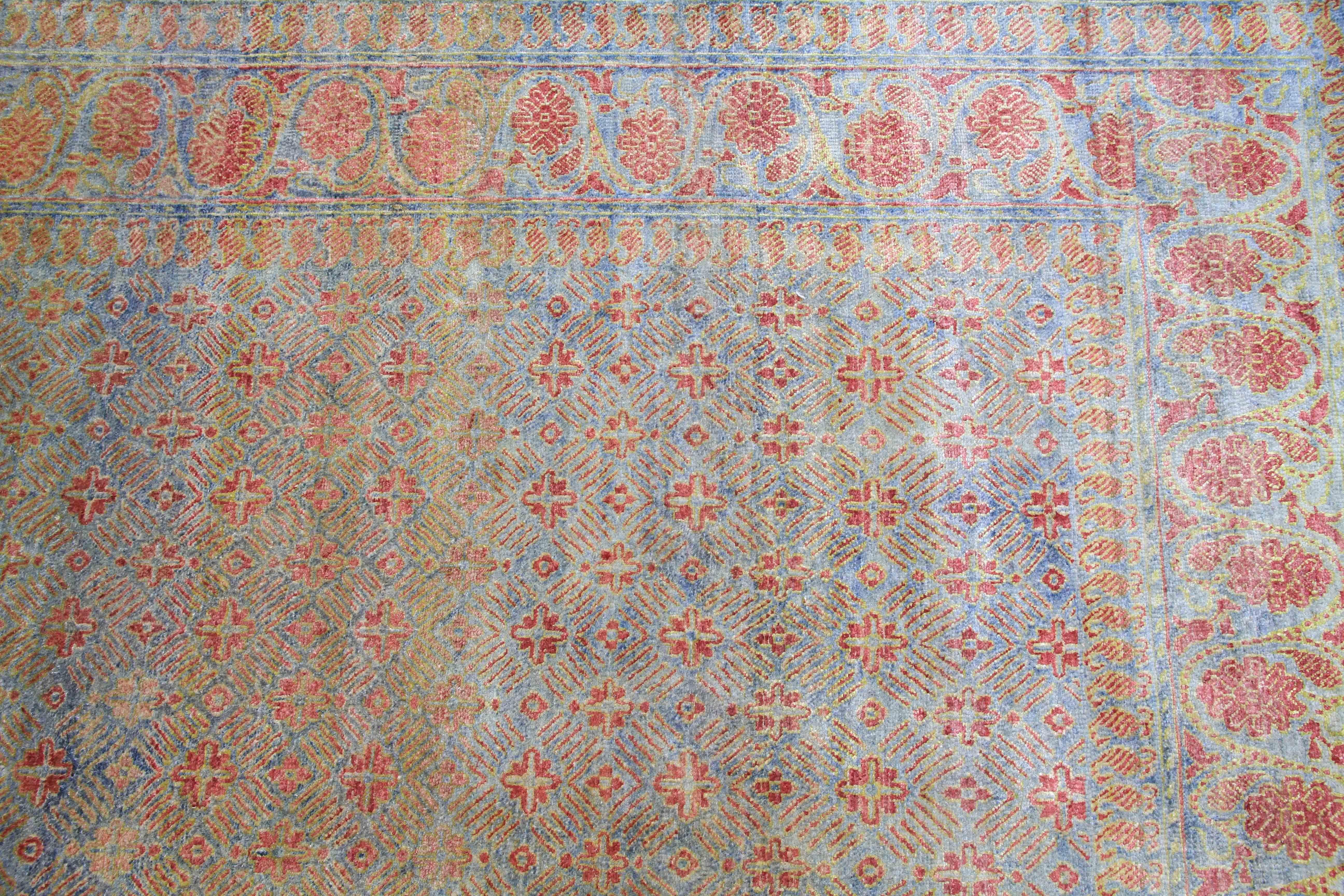 Contemporary Hand Knotted Silk Rug 8' x 10'07' For Sale