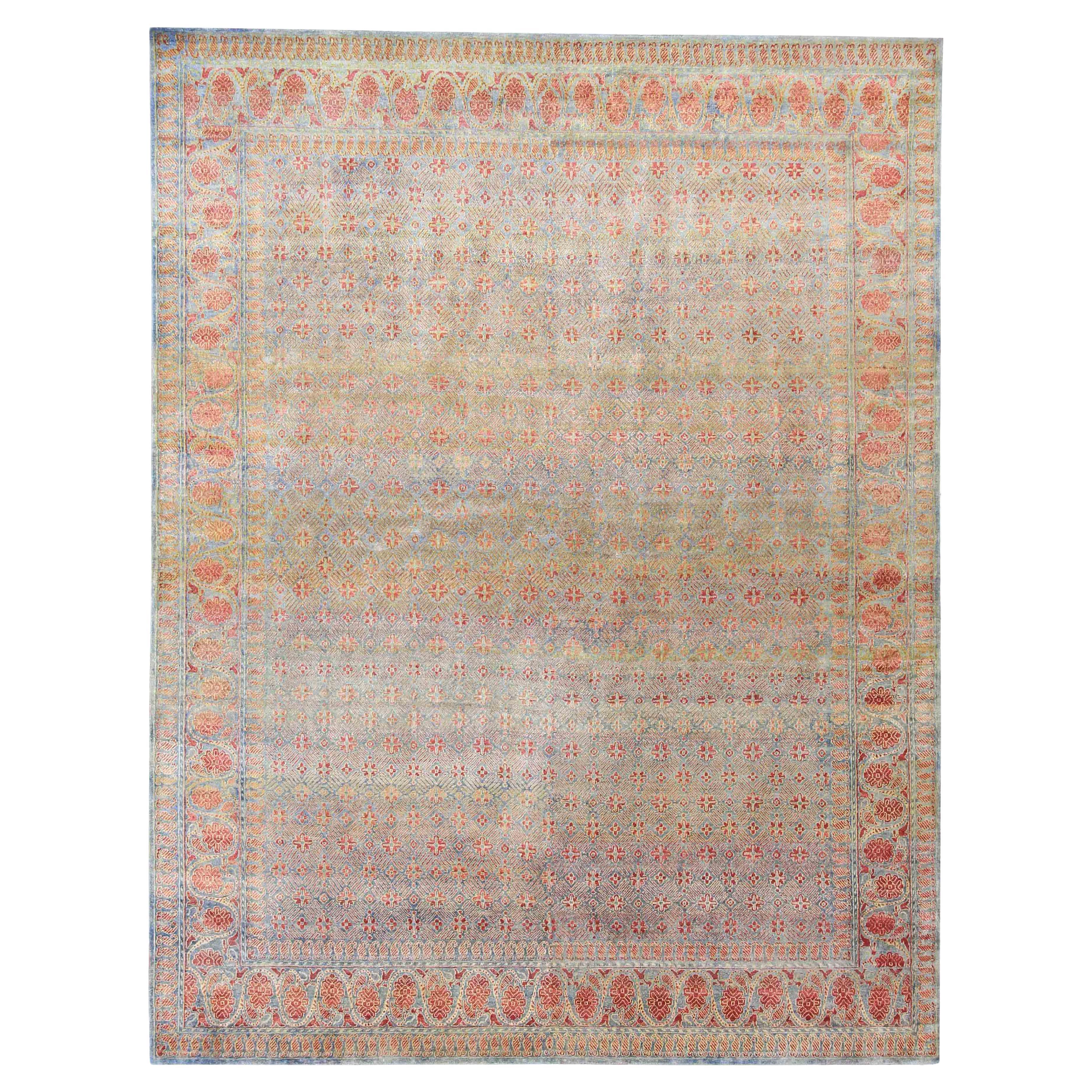 Hand Knotted Silk Rug 8' x 10'07' For Sale