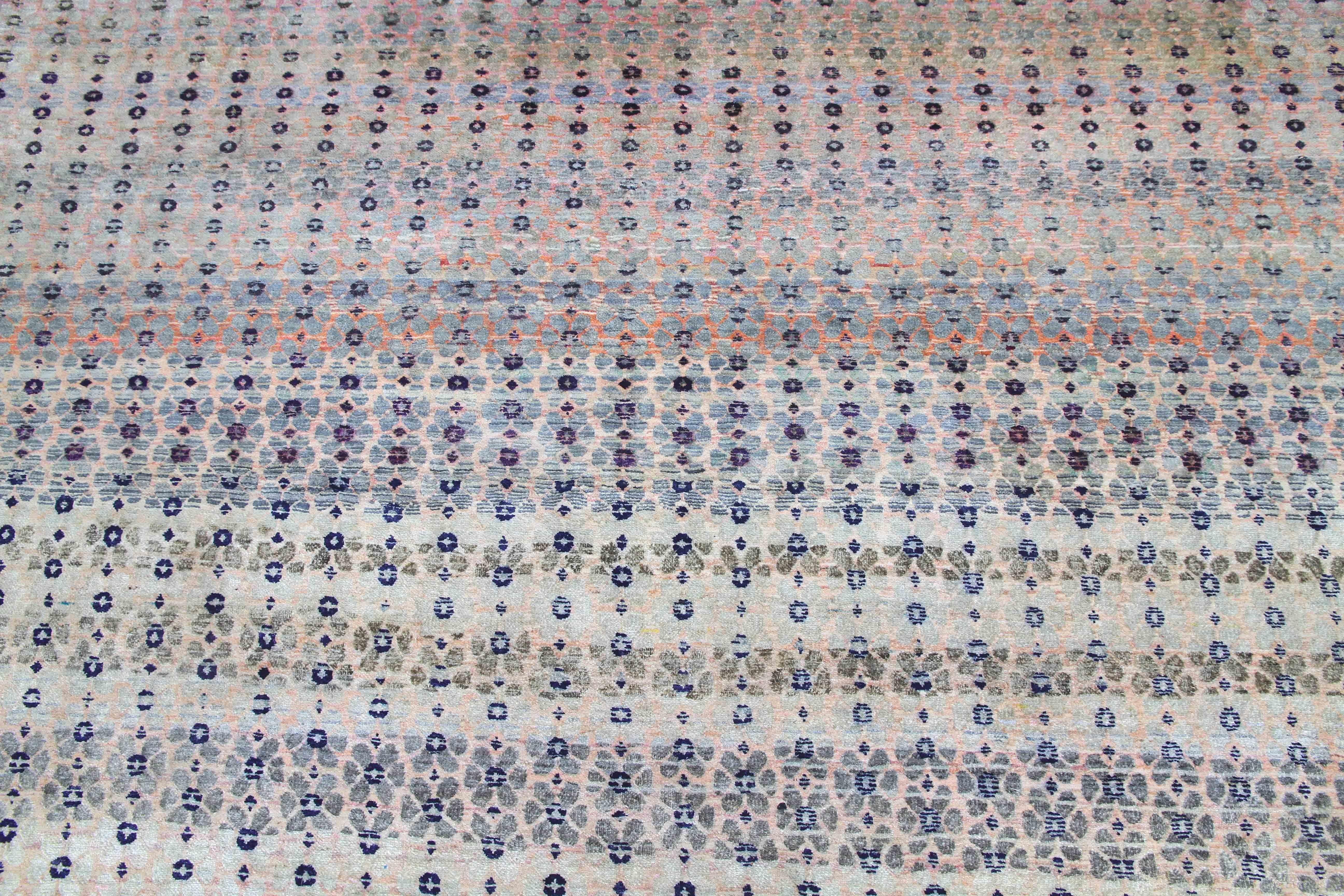 Hand Knotted Silk Rug 9'x12'2'' For Sale 1