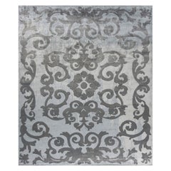 Hand Knotted, Silk Rug, Mazarin Arty Celadon, Edition Bougainville