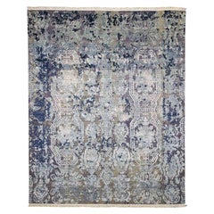 Hand Knotted Silk with Oxidized Wool Transitional Rug