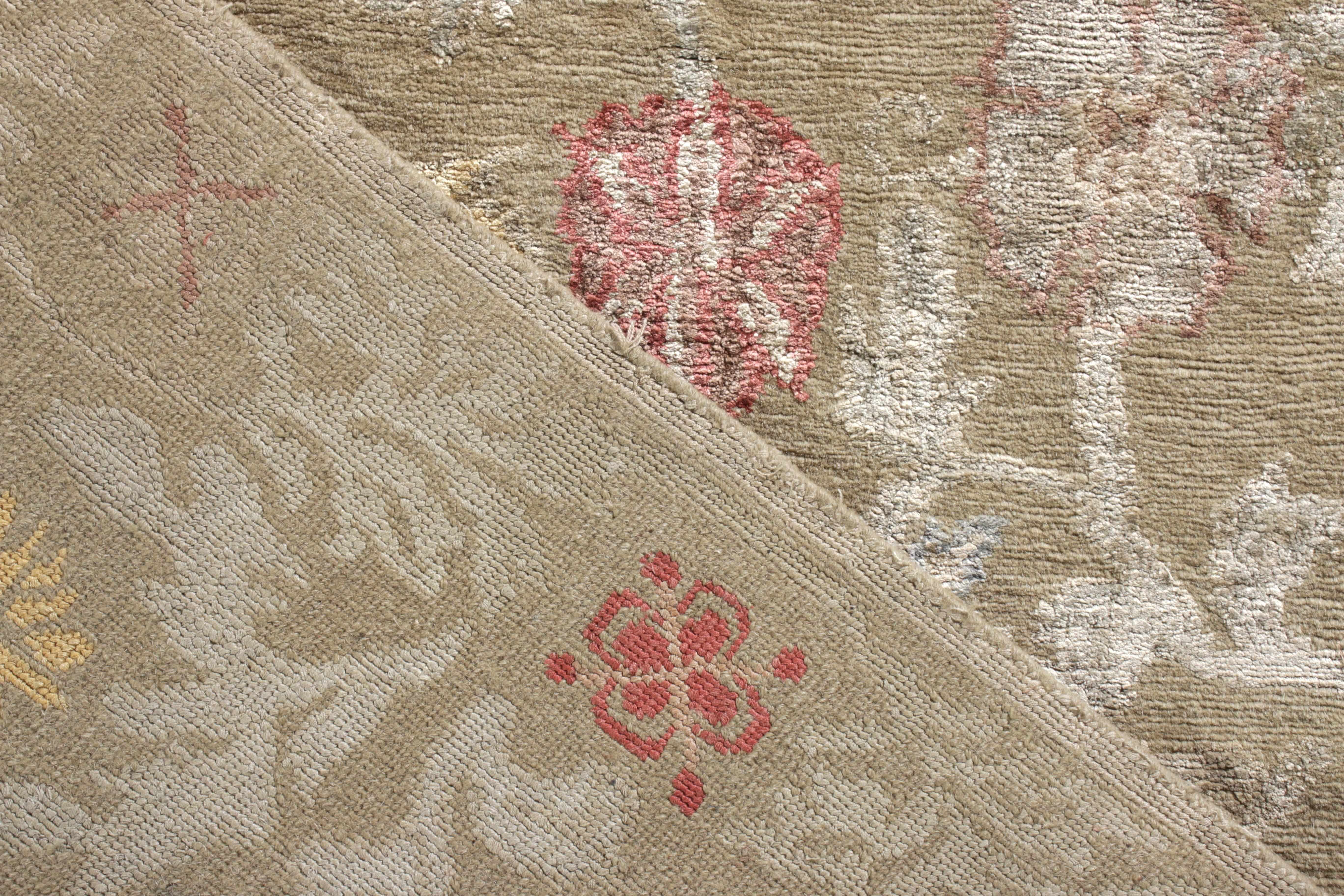 Hand-Knotted Rug & Kilim's Hand Knotted Spanish Style Floral Rug in Beige and Red