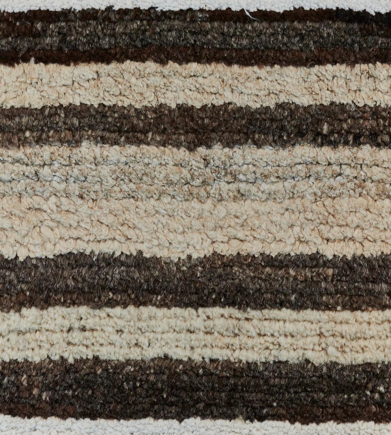 Hand-Knotted Striped Turkish Deco Rug For Sale 2