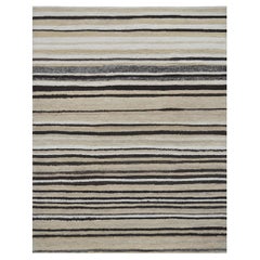 Hand-Knotted Striped Turkish Deco Rug