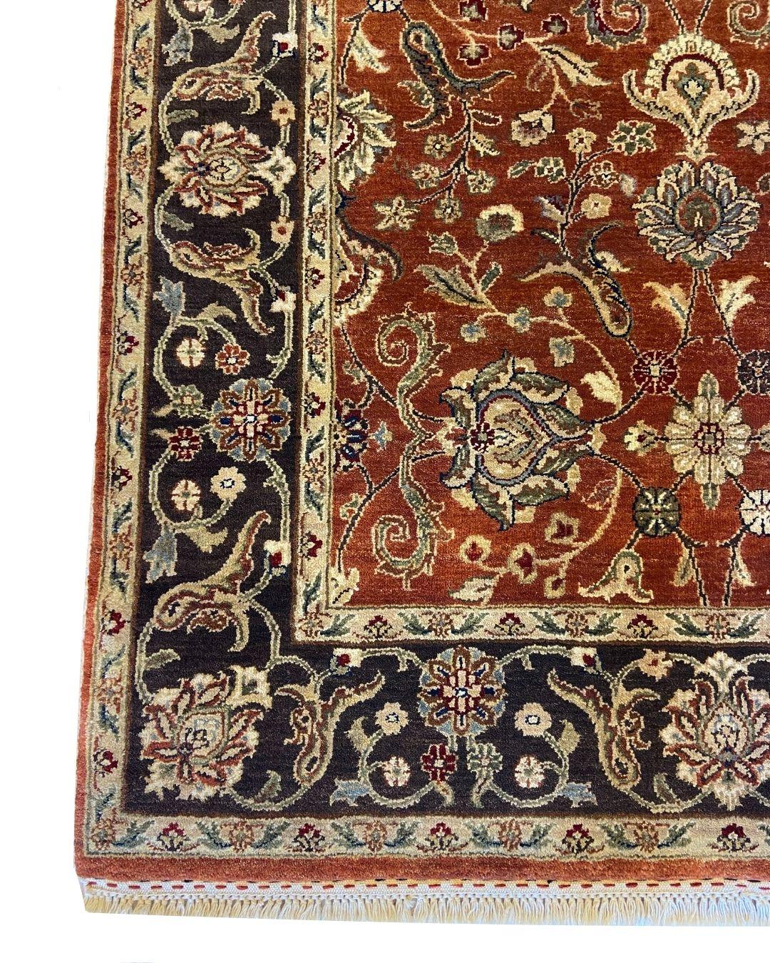 Teinture végétale Sultanabad, noué à la main, rouge rouille et gris, 4' x 6' en vente
