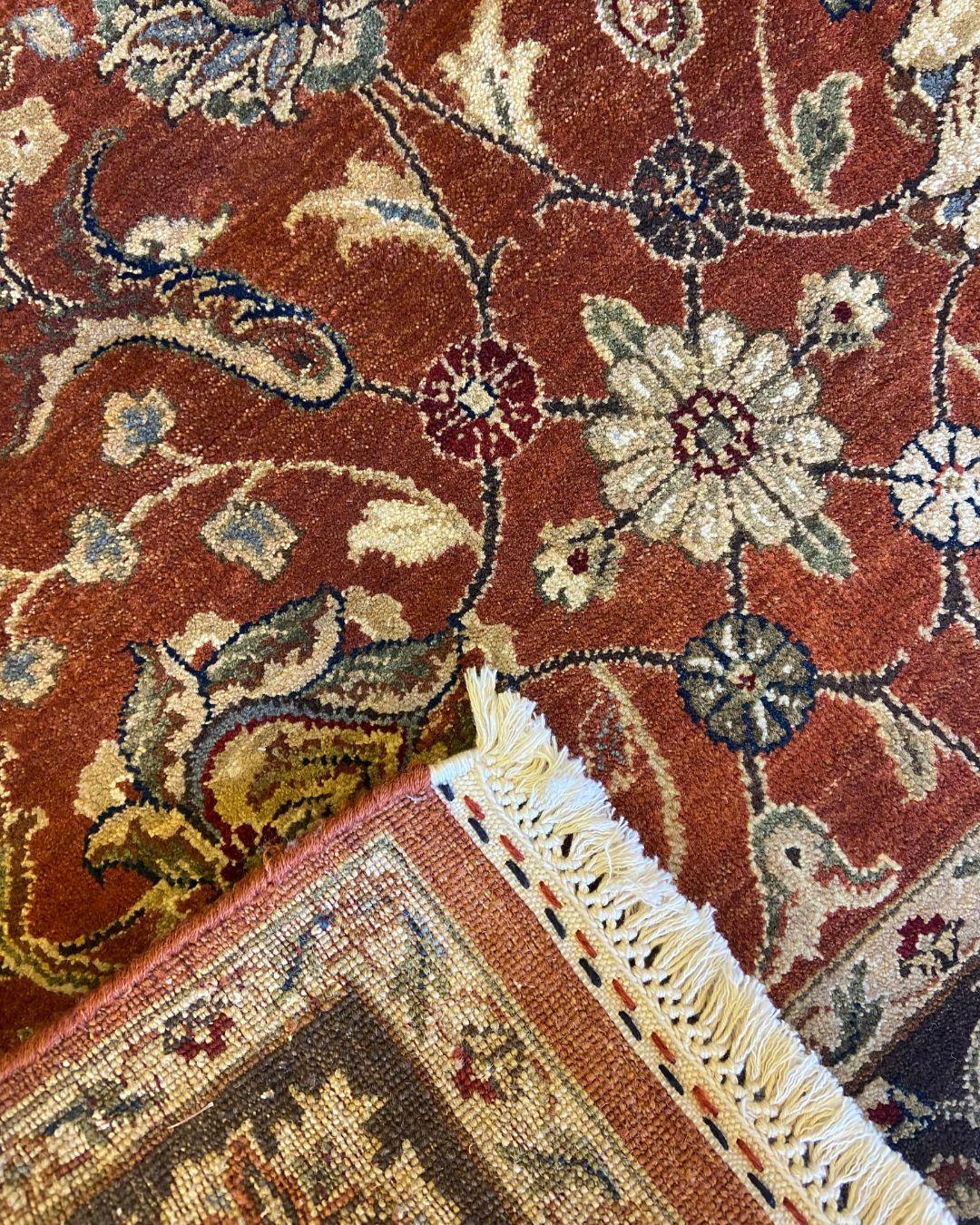 Laine Sultanabad, noué à la main, rouge rouille et gris, 4' x 6' en vente