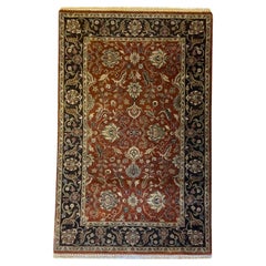 Hand-Knotted Sultanabad in Rust Red and Gray Organic Wool, 4' x 6'