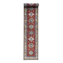 Hand Knotted Super Kazak Tribal Design Extra Large Runner Oriental Rug