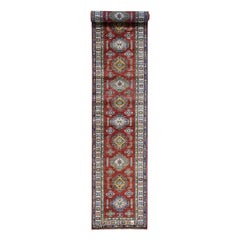 Hand Knotted Super Kazak Extra Large Runner Tribal Design Oriental Rug