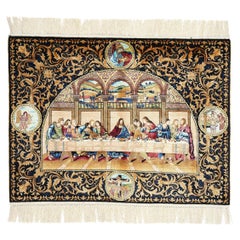 Hand-Knotted Tableau Carpet of The Last Supper Silk Rug
