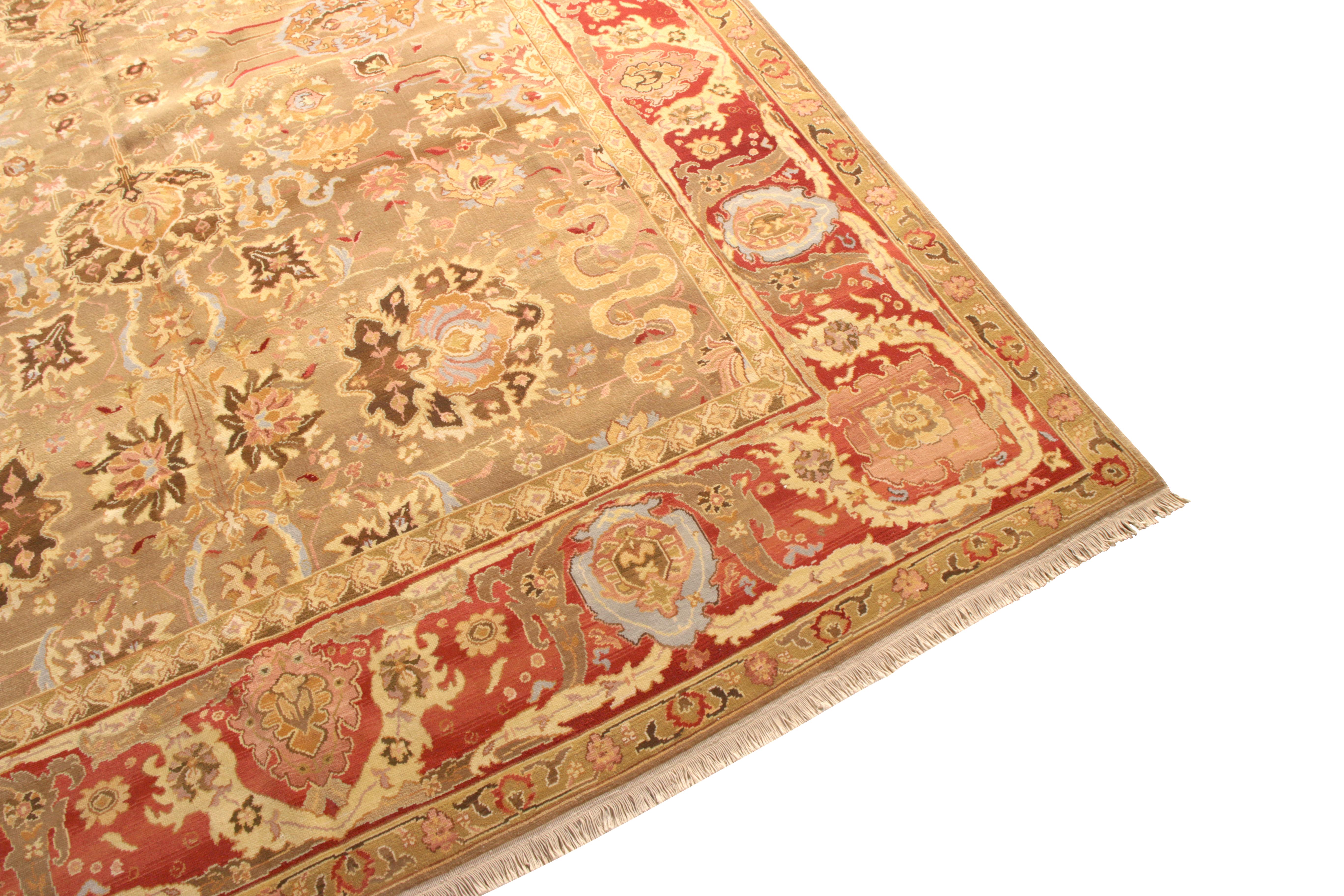 Rug & Kilim's Hand Knotted Tabriz Style Rug Beige Red Persian Floral Pattern In New Condition In Long Island City, NY