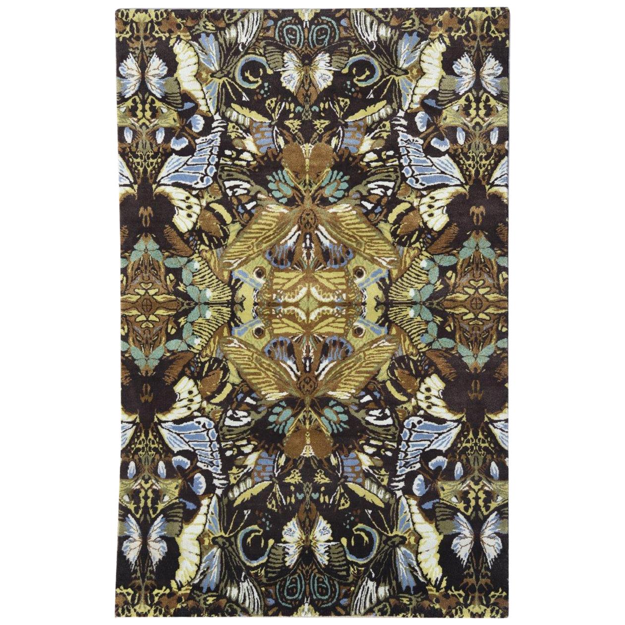 Hand Knotted Tibetan green Butterfly Rug
