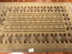 Hand-Knotted Tibetan Modern Rug, Wool, Geometric, 6' x 9'