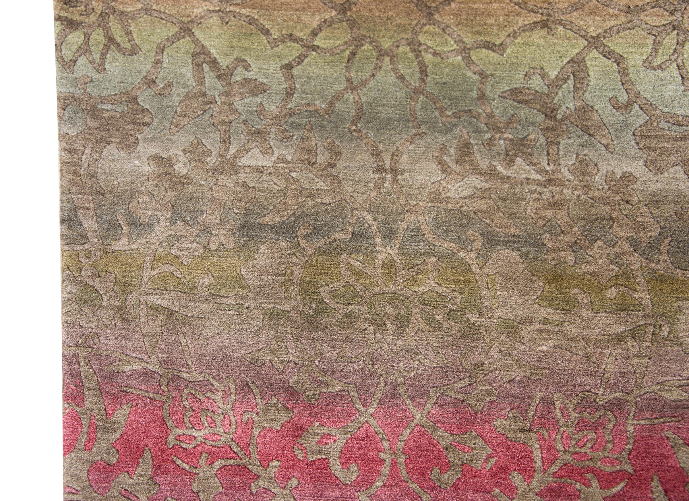 Wool Hand-Knotted Tibetan Rug For Sale