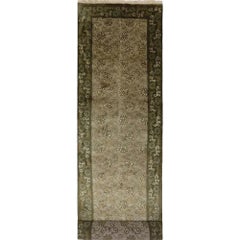 Hand-Knotted Tibetan Style Wool and Silk Runner Rug, 3'×14'