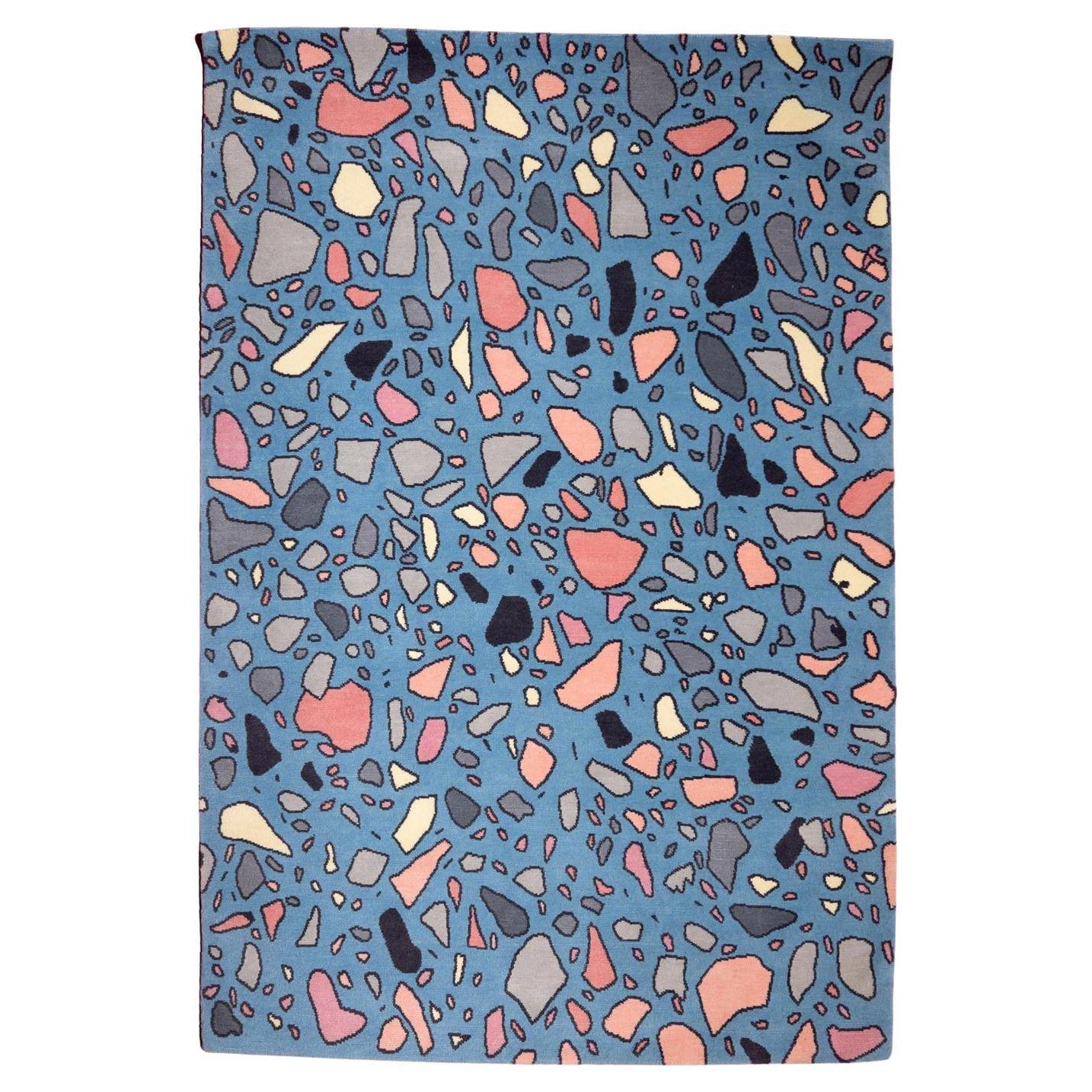 Hand Knotted Tibetan Terrazzo Modern Wool Rug, Handmade, Custom Pattern & Colors For Sale