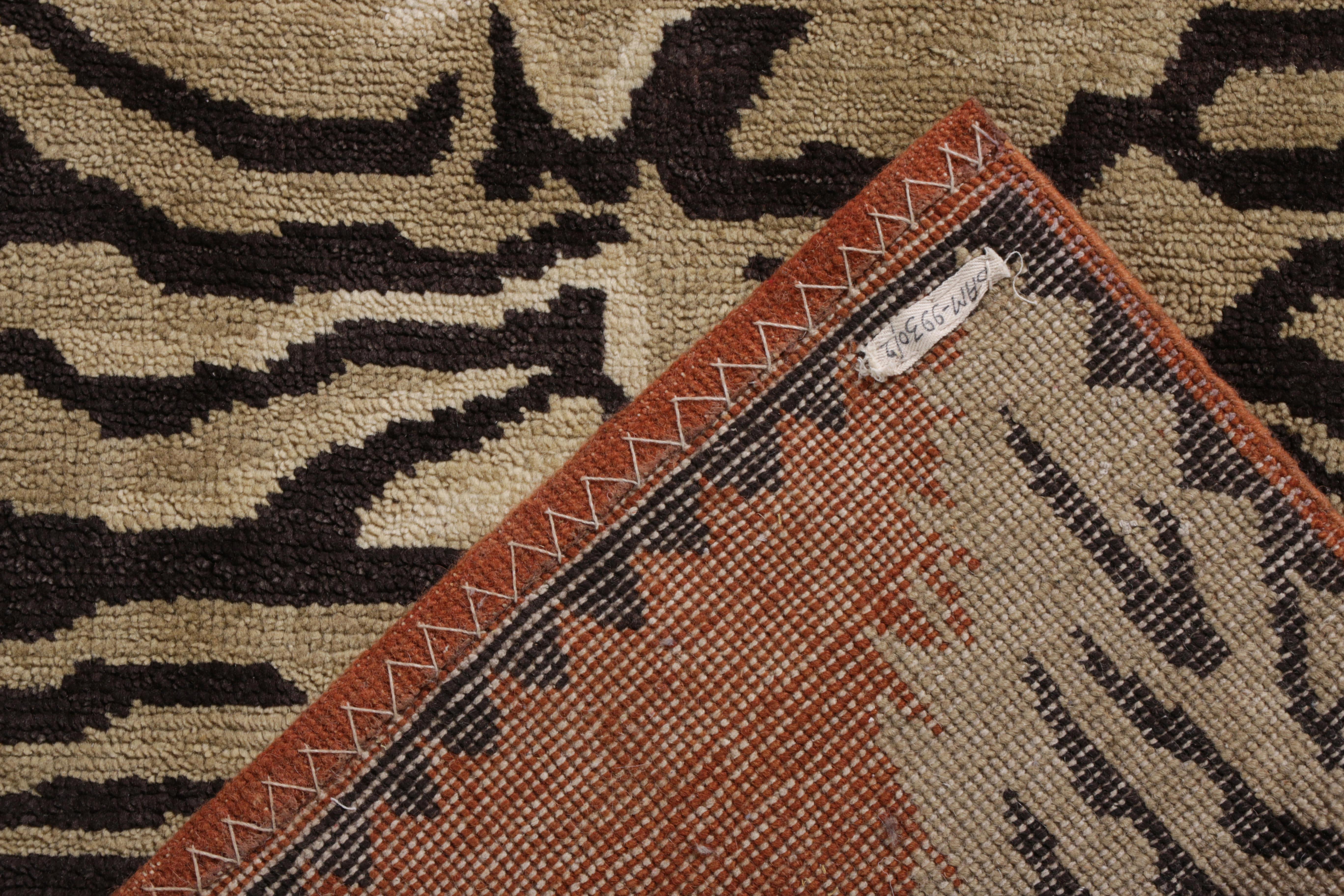 Hand-Knotted Rug & Kilim's Hand Knotted Tiger Rug in Beige Brown Pictorial Pattern